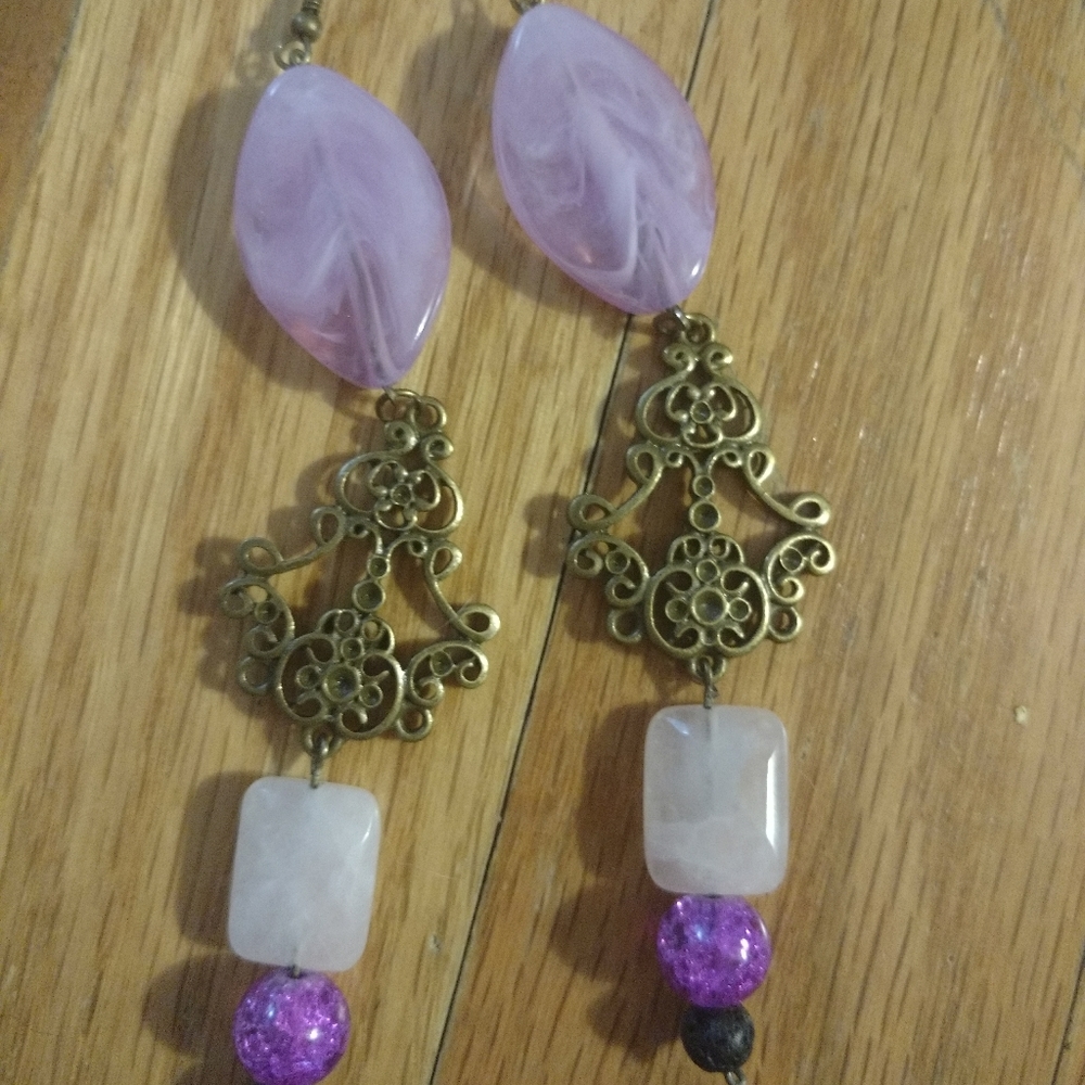Pretty Earrings - Acrylic Purple Gem💜